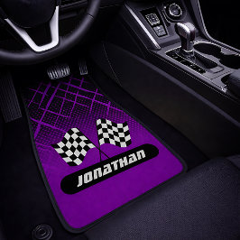 グランジパープルレースフラッグデザイン カーマット