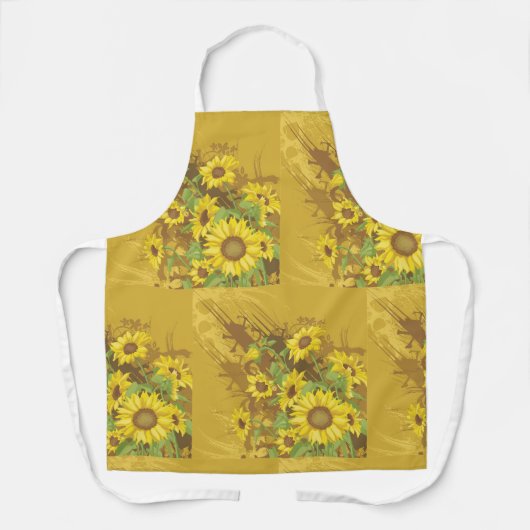 グランジヒマワリはっきりしたア素朴ーフローラ エプロン (正面)