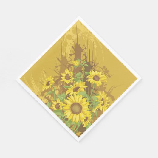 グランジヒマワリはっきりしたア素朴ーフローラ スタンダードランチョンナプキン (角)