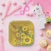 グランジヒマワリはっきりしたア素朴ーフローラ ペーパープレート (パーティー)