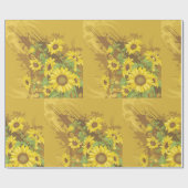 グランジヒマワリはっきりしたア素朴ーフローラ ラッピングペーパー (フラット)