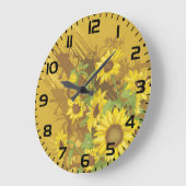 グランジヒマワリはっきりしたア素朴ーフローラ ラージ壁時計 (傾斜)
