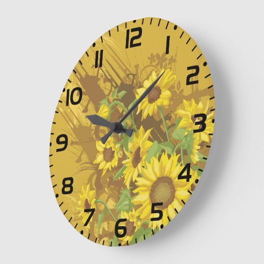 グランジヒマワリはっきりしたア素朴ーフローラ ラージ壁時計 (傾斜)