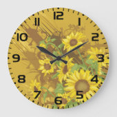 グランジヒマワリはっきりしたア素朴ーフローラ ラージ壁時計 (正面)