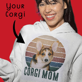 グランジビンテージ風ダサ可愛いペット写真 コーギー 犬ママ パーカ
