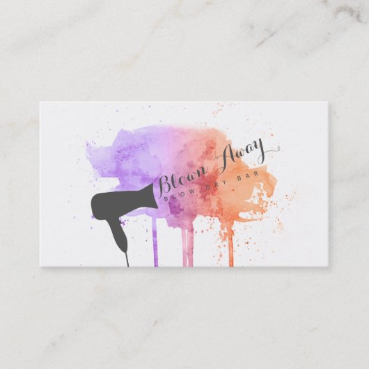 グランジピンクのシックモダン吹ドドライバーヘアスタイリスト 名刺 (正面)