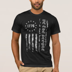 グランジフラッグ 私たちは人民だ 1776 モノクロ Tシャツ