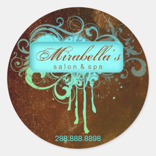 グランジフローラシールサロンスパブルーブラウン ラウンドシール (正面)