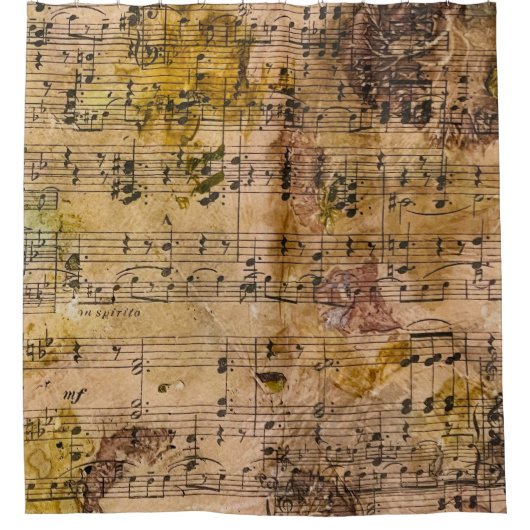 グランジフローラ音楽ヴィンテージ植物学 シャワーカーテン (正面)