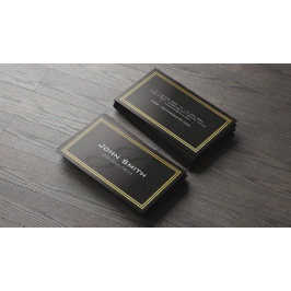 グランジブラックメタルとゴールド箔のボーダー コンサルタント 名刺