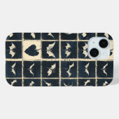 グランジブラック系のこうもりとドクロのデニム柄 Case-Mate iPhoneケース (裏面 (横))