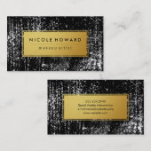 グランジモダンスタイリッシュフェイク金ゴールド縁どと 名刺 (正面/裏面)