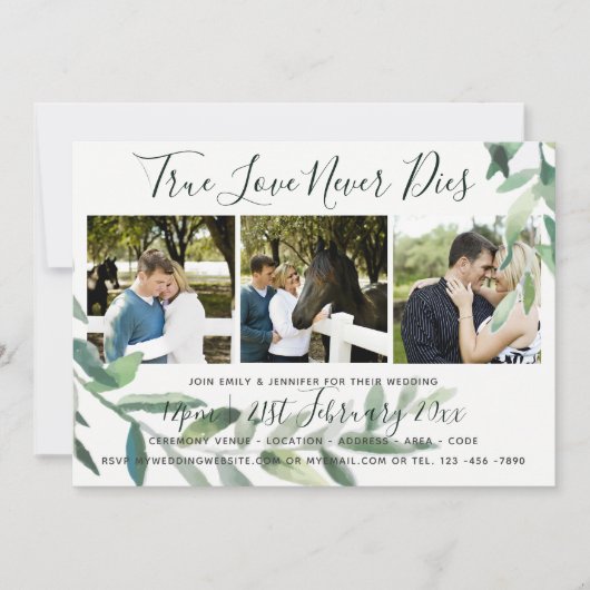 グランジリーフ | フォトコラージュ ウェディング インビテーション (正面)