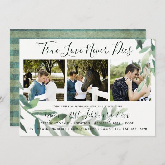 グランジリーフ | フォトコラージュ ウェディング インビテーション (正面/裏面)