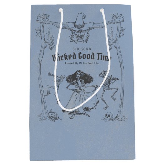 グランジレトロブラックハローウィンパーティ ミディアムペーパーバッグ (正面)