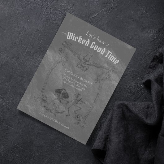 グランジレトロブラックハローウィンパーティ 招待状