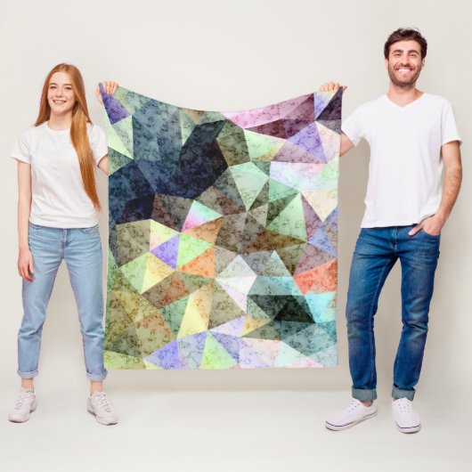 グランジレトロ多角形幾何三角形 フリースブランケット (インサイチュ)