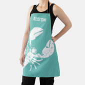 グランジロブスターブルーホワイトシーフードプリントカスタム エプロン (インサイチュ)