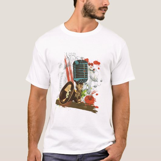 グランジヴィンテージマイクベクトル Tシャツ (正面)