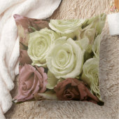 グランジヴィンテージレトロバラ写真花フローラ クッション (ブランケット)