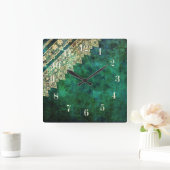 グランジヴィンテージレースのレトロ装飾デザイン スクエア壁時計 (ホーム)