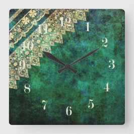 グランジヴィンテージレースのレトロ装飾デザイン スクエア壁時計