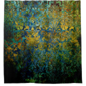 グランジヴィンテージ，ダマスク，苔，緑，パターン，フローラ,g シャワーカーテン (正面)