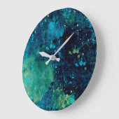 グランジーターコイズと黄 ラージ壁時計 (傾斜)