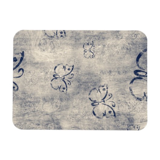 グランジーブラックバタフライパターン マグネット (横)