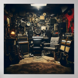 グランジーロックミュージックスタジオ ポスター