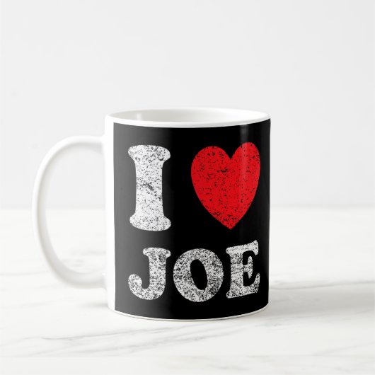 グランジ動揺して擦り切れたアウトスタイルI Love Joe コーヒーマグカップ (左)