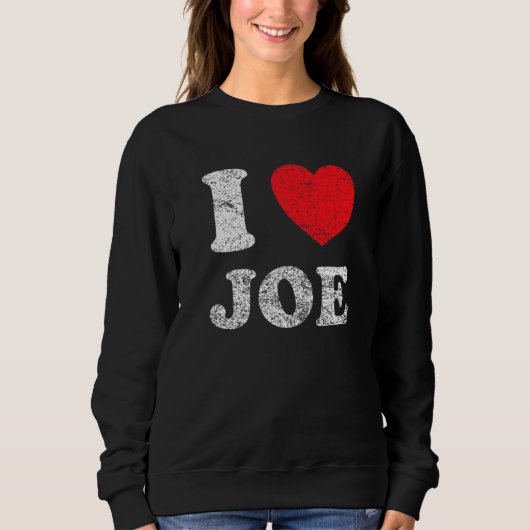 グランジ動揺して擦り切れたアウトスタイルI Love Joe スウェットシャツ (正面)