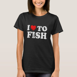 グランジ動揺して擦り切れたスタイル大好き魚 Tシャツ