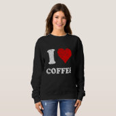 グランジ動揺して擦り切れたスタイルI Love Coffee スウェットシャツ (正面フル)