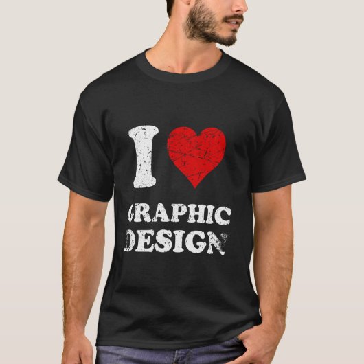 グランジ動揺して擦り切れたスタイルI Love Graphic De Tシャツ (正面)