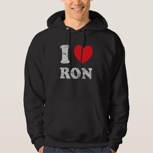 グランジ動揺して擦り切れたスタイルI Love Ron パーカ (正面)