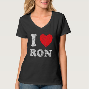 グランジ動揺して擦り切れたスタイルI Love Ron Tシャツ