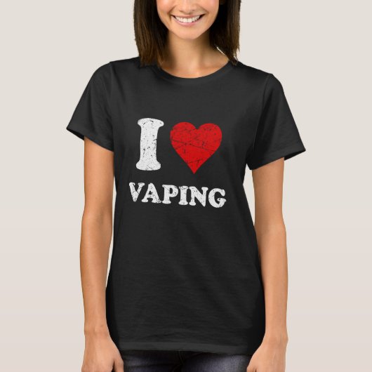 グランジ動揺して擦り切れたスタイルI Love Vaping Tシャツ (正面)