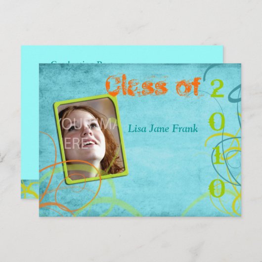 グランジ卒業はがき インビテーションポストカード (正面/裏面)