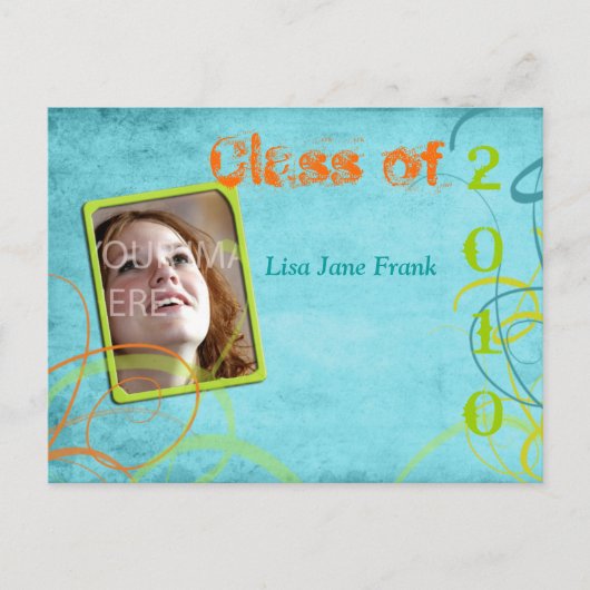 グランジ卒業はがき インビテーションポストカード (正面)