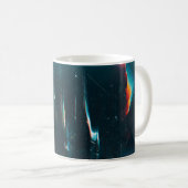 グランジ抽象芸術の背景破損した画面。オレンジ コーヒーマグカップ (正面右)