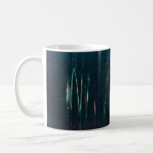 グランジ抽象芸術の背景破損した画面。オレンジ コーヒーマグカップ (左)
