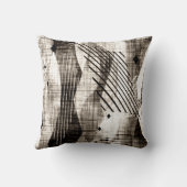グランジ抽象芸術幾何ストライプのベージュ クッション (裏面)