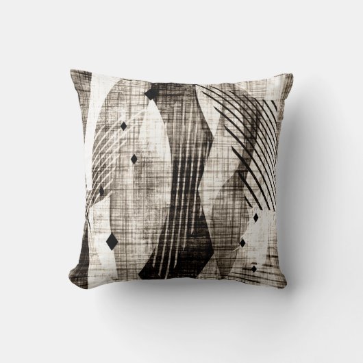 グランジ抽象芸術幾何ストライプのベージュ クッション (正面)