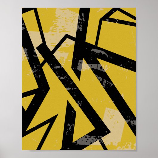 グランジ抽象芸術幾何デザイン ポスター (正面)