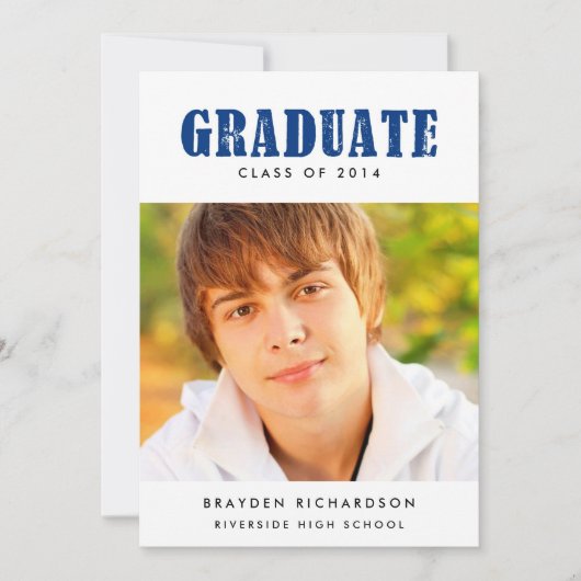 グランジ文字卒業党招待状/海軍 招待状 (正面)