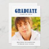 グランジ文字卒業党招待状/海軍 招待状 (正面/裏面)