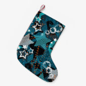 グランジ星パタよくはしゃぐーン子供デザイン。 スモールクリスマスストッキング (正面 (吊り時))