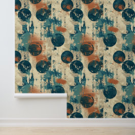 グランジ水玉模様ブルーボールブラウンスクラッチモダン 壁紙