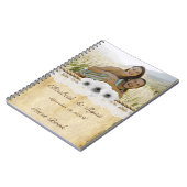 グランジ紙,ホワイトアネモネ,レース,ゲストブック ノートブック (左側)